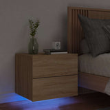 Wall-mounted Bedside Cabinet with LED Lights Sonoma Oak 836816