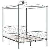 284485 Canopy Bed Frame without Mattress Grey Metal 180x200 cm Super King