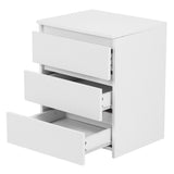 White Modern Bedside Table Cabinet Nightstand with 3 Storage Drawers Bedroom Furniture 49136774