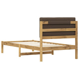 Bed Frame with Upholstered Headboard Whitewash and Taupe 904183