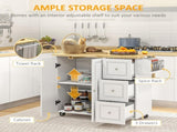 Kitchen Island on Wheels, Rolling Kitchen Storage Trolley with Drop Leaf, Drawers, Towel and Spice T3398P422886