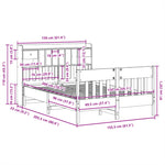 ZNTS Bed Frame without Mattress White 150x200 cm King Size Solid Wood Pine 3323258