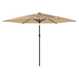 Garden Parasol with LEDs and Steel Pole Brown 288x288x225 cm 4005121