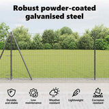 Fence Post with Concrete Base 26 pcs Grey Powder-Coated Steel 3350247