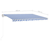 Manual Retractable Awning with LED 4x3 m Blue and White 3069941