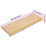 Stair Mats 15 pcs 65x21x4 cm Cream Rectangular Edge 134579