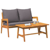 Bistro Set with Cushion 2 pcs Oil Natural Solid Acacia Wood 4106462