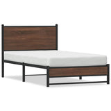 Metal Bed Frame without Mattress Brown Oak 100x200 cm 4007935