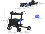 4 Wheel Rollator with Seat and Back, Folding Mobility Walker with Carry Bag, Adjustable Height, Dual T3398P344708
