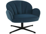 Swivel Accent Chair, Shell-Shaped Armchair with Spring Cushion, Metal Base, Dark Blue T3398P554079