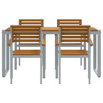 Garden Dining Set 5 pcs Grey and brown Solid acacia wood 3284361