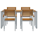 Garden Dining Set 5 pcs Grey and brown Solid acacia wood 3284361