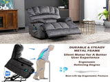 Electric Power Lift Recliner Chair Sofa with Massage and Heat for Elderly, 2 Side Pockets, USB Ports WF293635GAA