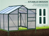 6 x 6ft Polycarbonate Greenhouse, Large Walk-In Green House with Slide Door and Window, Garden T3398P314191