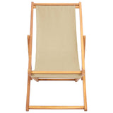 Beach Chair Beige Solid Teak Wood 42032663