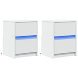 ZNTS Bedside Cabinets with LED Lights 2 pcs White Engineered Wood 852034