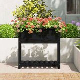 Planter with Shelf Black 82.5x34.5x81 cm Solid Wood Pine 823763