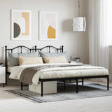 Metal Bed Frame without Mattress with Headboard Black 160x200cm 353442