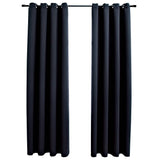 Blackout Curtains with Rings 2 pcs Black 137x213 cm Fabric 134838