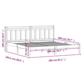 3100611 Bed Frame without Mattress Grey Solid Wood 200x200 cm