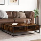 Coffee Table Smoked Oak 100x100x30 cm Engineered Wood and Metal 848776