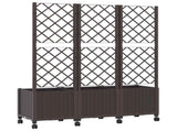 Garden Planter with Trellis&Wheels Brown 120 x 40 x 146 cm PP 3423056