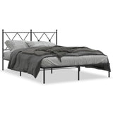 Metal Bed Frame without Mattress with Headboard Black 135x190cm 376501