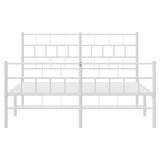 Metal Bed Frame without Mattress with Footboard White 135x190cm 355725