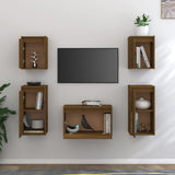 TV Cabinets 5 pcs Honey Brown Solid Wood Pine 3100272