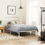 Metal Bed Frame without Mattress with Headboard White 107x203cm 376645