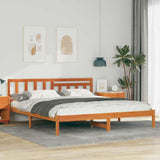 Bed Frame with Headboard Wax Brown 180 x 200 cm Solid Pine Wood 872223