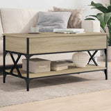 Coffee Table Sonoma Oak 100x50x50 cm Engineered Wood and Metal 845357