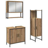 Bathroom Furniture Set with Shelf 3 pcs Brown Engineered wood 3334368