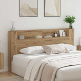 Storage Headboard with LED Artisan Oak Engineered Wood 3418697