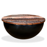 ZNTS Coffee Table Solid Reclaimed Wood Black Bowl Shape 245259