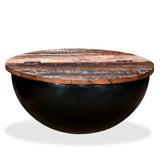 ZNTS Coffee Table Solid Reclaimed Wood Black Bowl Shape 245259