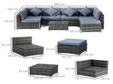8 Pieces PE Rattan Corner Sofa with Thick Cushions, Aluminium Outdoor Rattan Garden Furniture T3398P319994