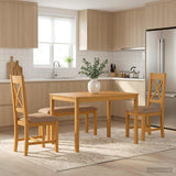 Dining Set 4 pcs Grey Solid Oak Wood 3430308