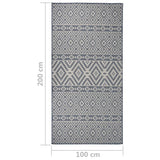 Outdoor Flatweave Rug 100x200 cm Blue Stripes 340836