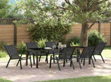 Garden Dining Set 7 pcs Black Powder-coated Steel 3379119
