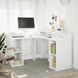 Desk with LED Lights White 130x130x91 cm Engineered Wood 3309447