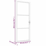 Interior Door 83x201.5 cm White ESG Glass and Aluminium 350569