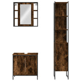 3 Piece Bathroom Cabinet Set Smoked Oak Engineered Wood 3214742