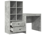 Desk with Drawer with Shelf with Storage 2 pcs Concrete Grey 3337340
