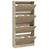 Shoe Cabinet with 4 Flip-Drawers Sonoma Oak 80x21x163.5 cm 3214366