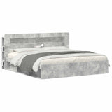 Headboard Cabinet with Storage Concrete Grey Engineered Wood 8001303