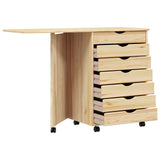 Rolling Cabinet with Desk MOSS Clear Varnish Solid Pine wood 42032404