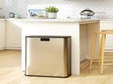 Dual Kitchen Bin with Soft-Close Butterfly Lid, 2 x 28L Stainless Steel Pedal Bin with Removable T3398P552546
