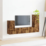 TV Cabinet Set Wall-mounted 3 pcs Smoked Oak Engineered Wood 3409020