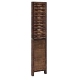 Room Divider 4 Panels Dark Brown Solid Wood Paulownia 358706